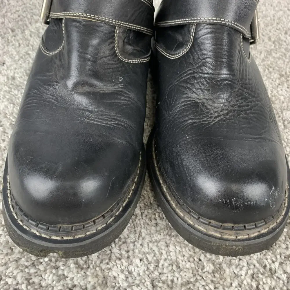 John Fluevog Boots Mens Size 13 Leather Motorcycle Biker Grunge Punk Strap Sole